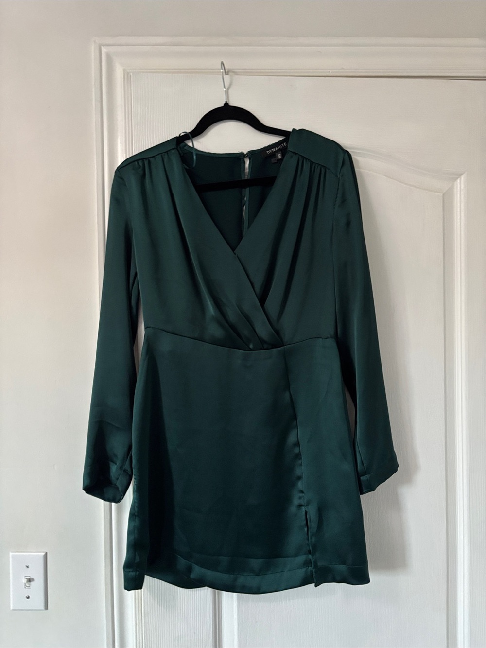 Dynamite  Emerald Green Satin Wrap Dress